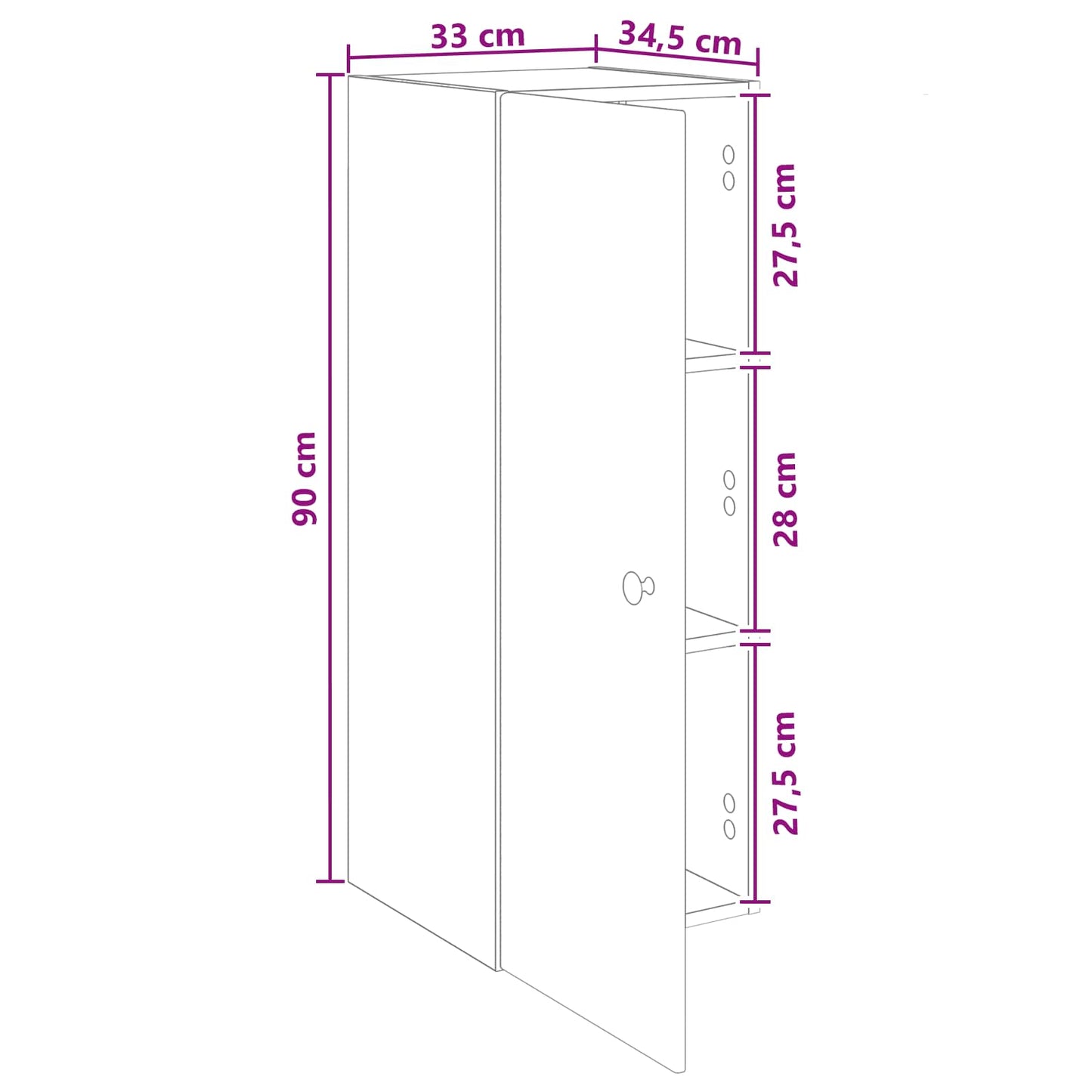 Wall-Mounted Cabinet 33 x 34.5 x 90 cm Engineered Wood Old Wood
