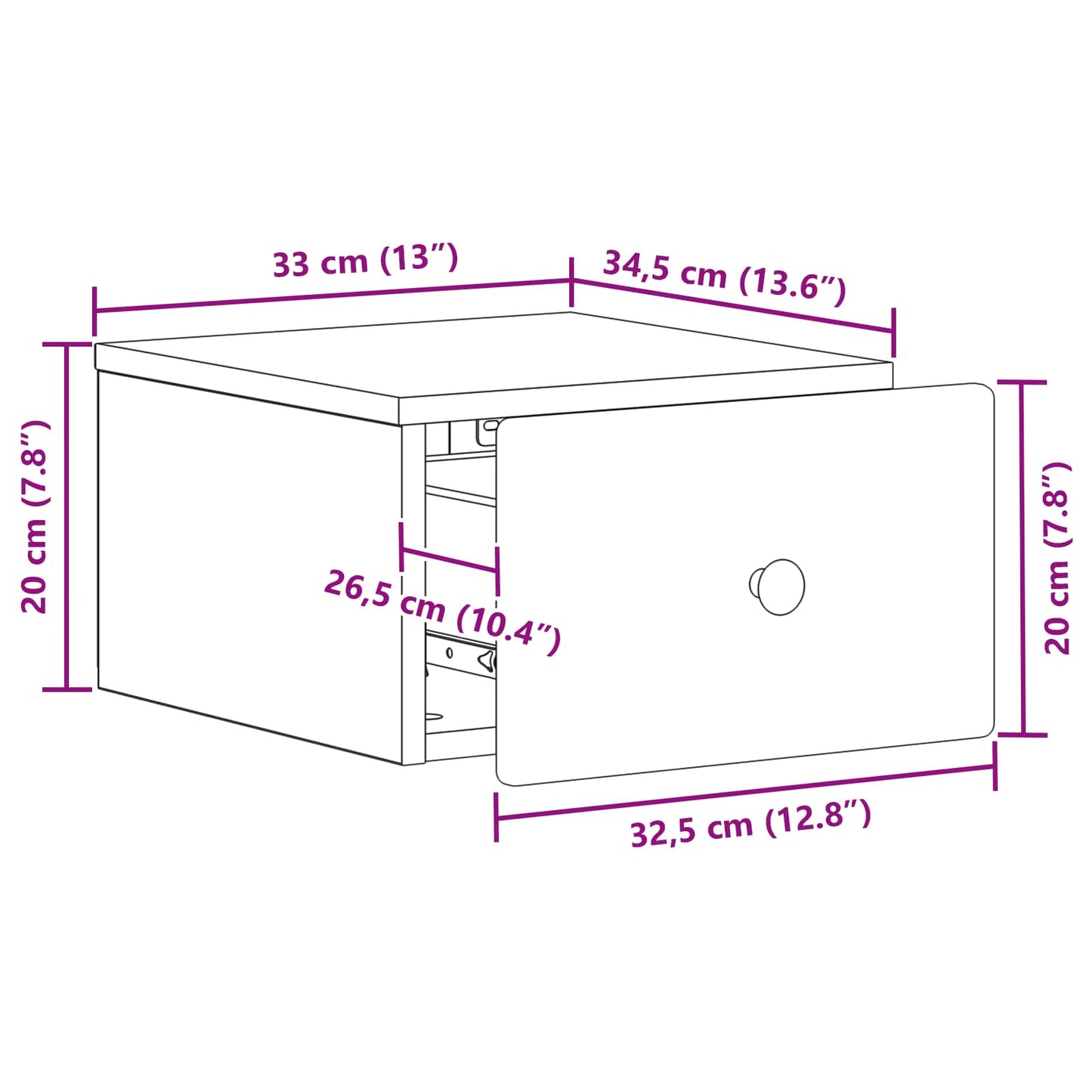 Wall-Mounted Bedside Cabinet Artisan Oak 34.5 x 33 x 20 cm