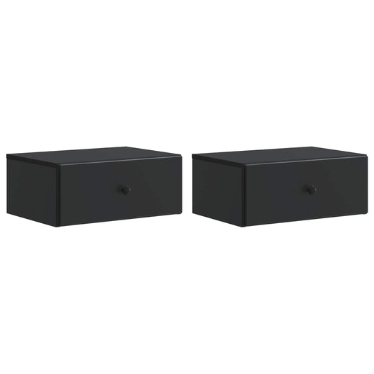 Wall-Mounted Bedside Cabinet 2 pcs Black 49 x 34.5 x 20 cm