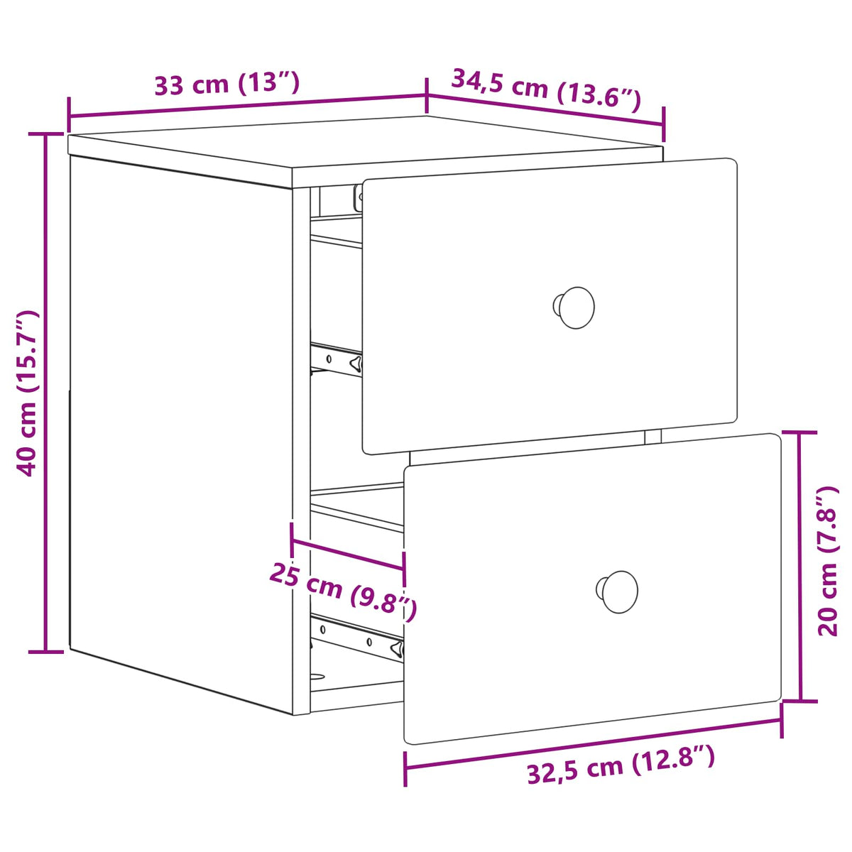 Wall-Mounted Bedside Cabinet 2 pcs White 34.5 x 33 x 40 cm