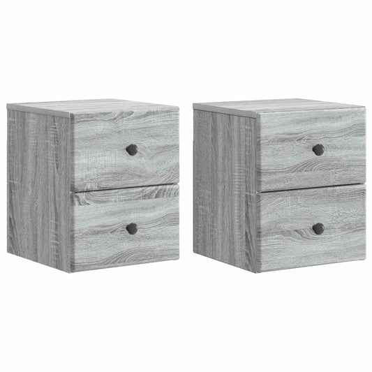 Wall-Mounted Bedside Cabinet 2 pcs Grey Sonoma
