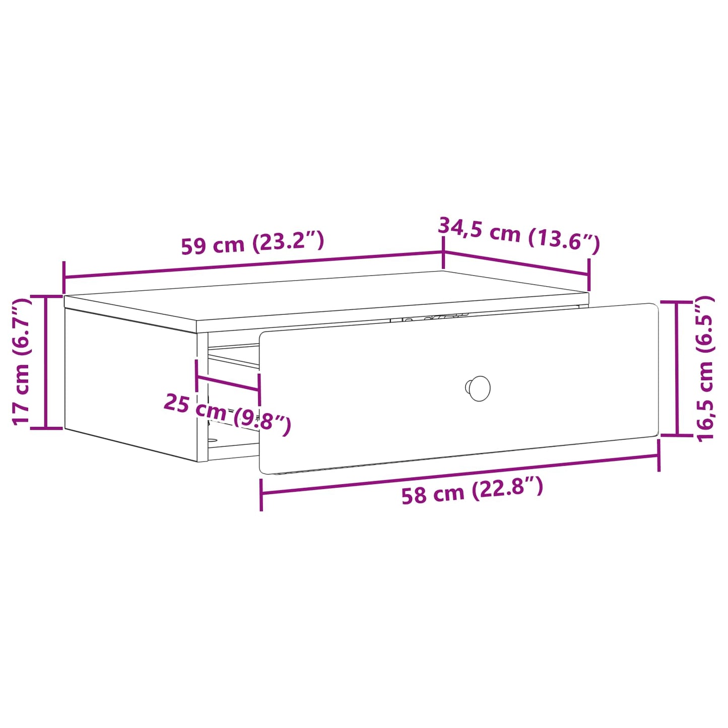 Wall-Mounted Side Table Grey Sonoma 59 x 34.5 x 17 cm