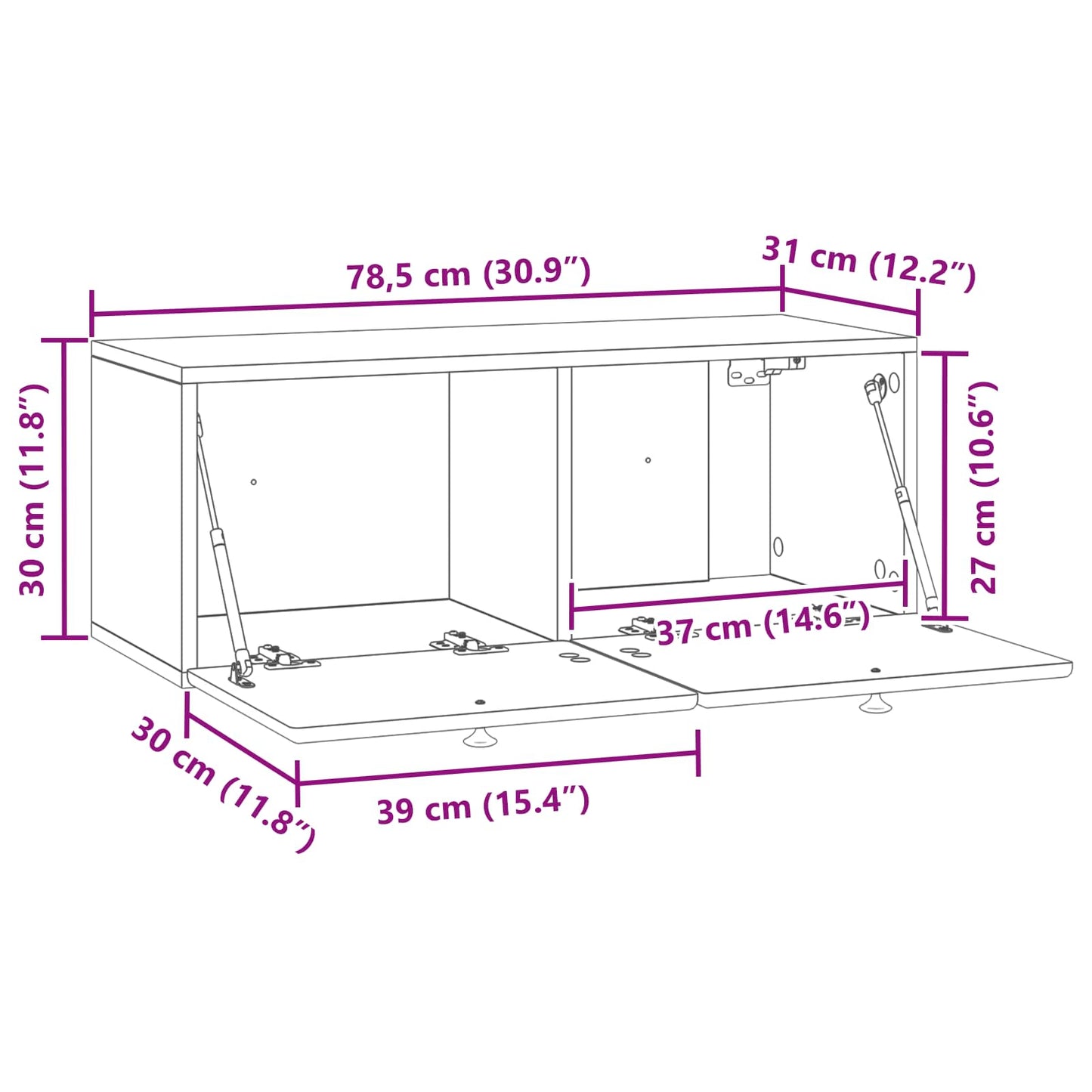 Wall-Mounted TV Cabinet 78.5 x 31 x 30 cm High Gloss White