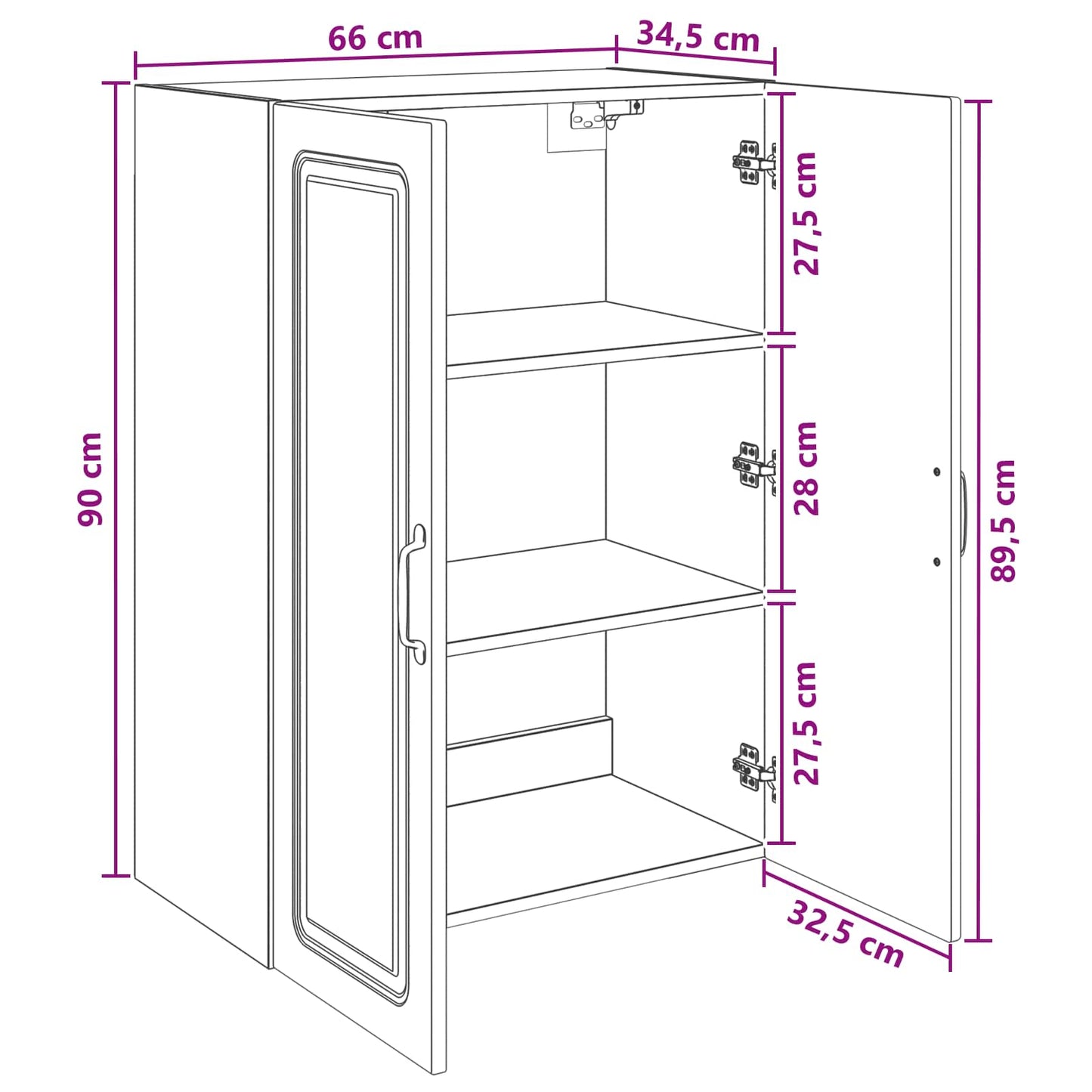Wall-Mounted Cabinet 66 x 34.5 x 90 cm Engineered Wood Black