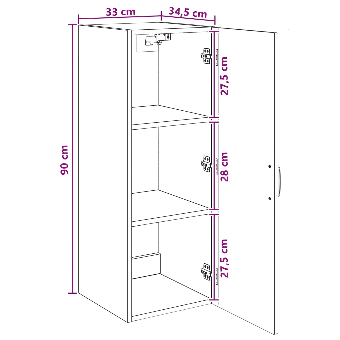 Wall-Mounted Cabinet 33 x 34.5 x 90 cm Engineered Wood Old Wood