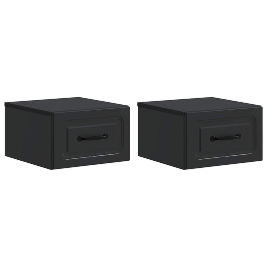 Wall-Mounted Bedside Cabinet 2 pcs Black 34.5 x 33 x 20 cm