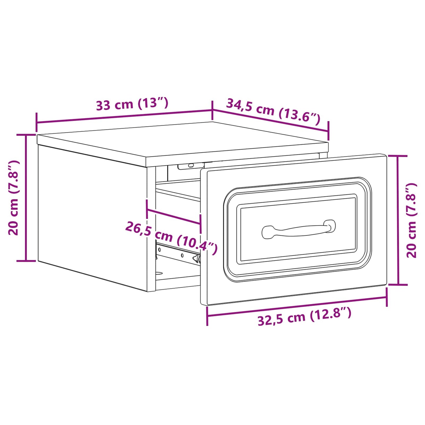 Wall-Mounted Bedside Cabinet 2 pcs Black 34.5 x 33 x 20 cm