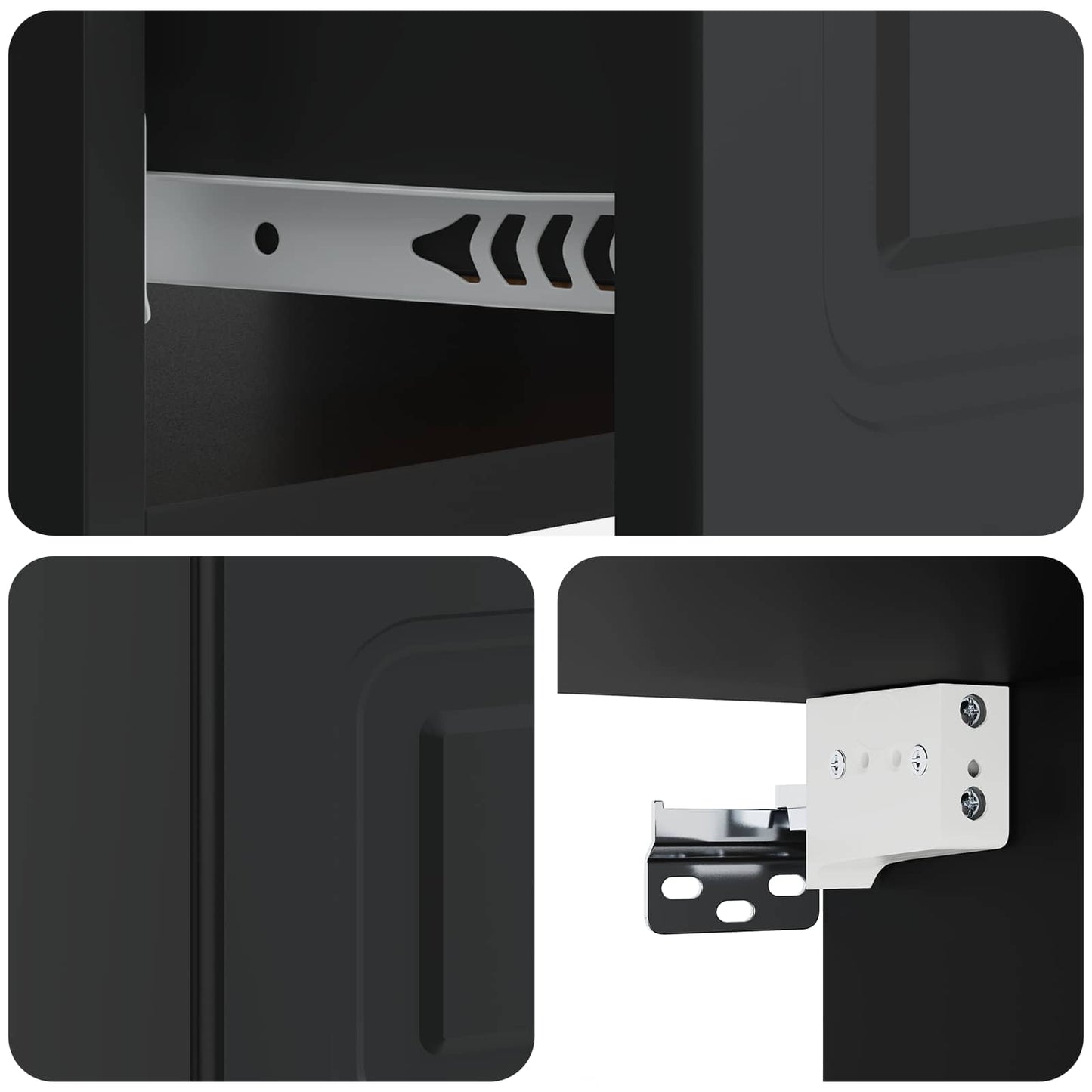 Wall-Mounted Bedside Cabinet 2 pcs Black 49 x 34.5 x 20 cm