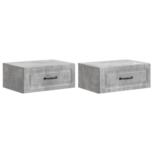 Wall-Mounted Bedside Cabinet 2 pcs Concrete Grey