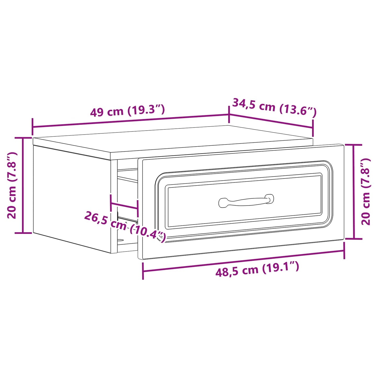 Wall-Mounted Bedside Cabinet 2 pcs Old Wood 49 x 34.5 x 20 cm