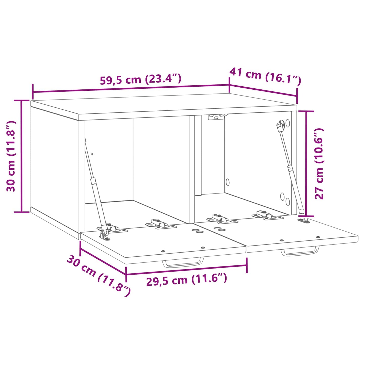 Wall-Mounted TV Cabinet 59.5 x 41 x 30 cm Artisan Oak