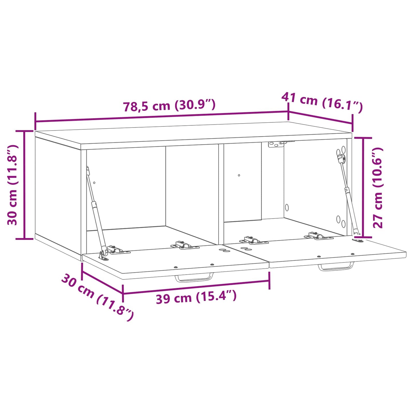 Wall-Mounted TV Cabinet Sonoma Oak 78.5 x 41 x 30 cm