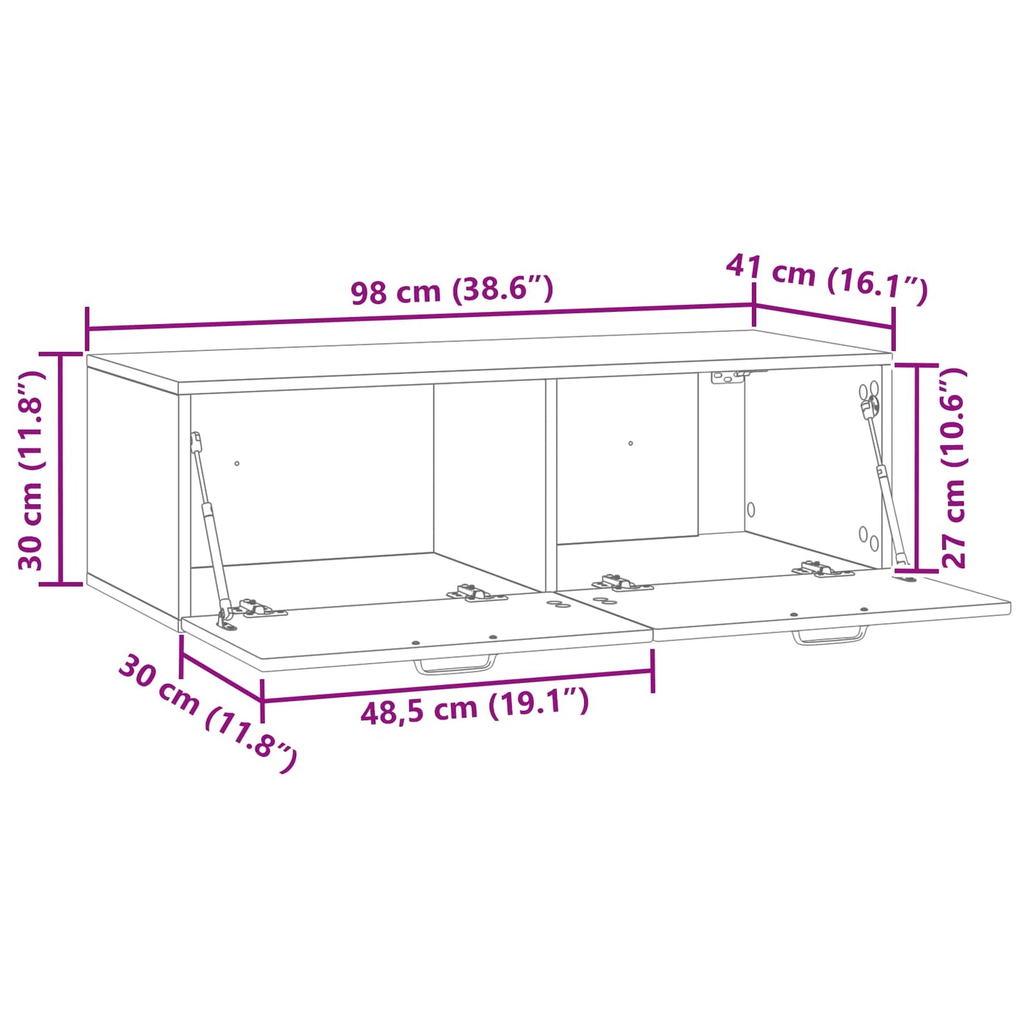 Wall-Mounted TV Cabinet 98 x 41 x 30 cm Artisan Oak