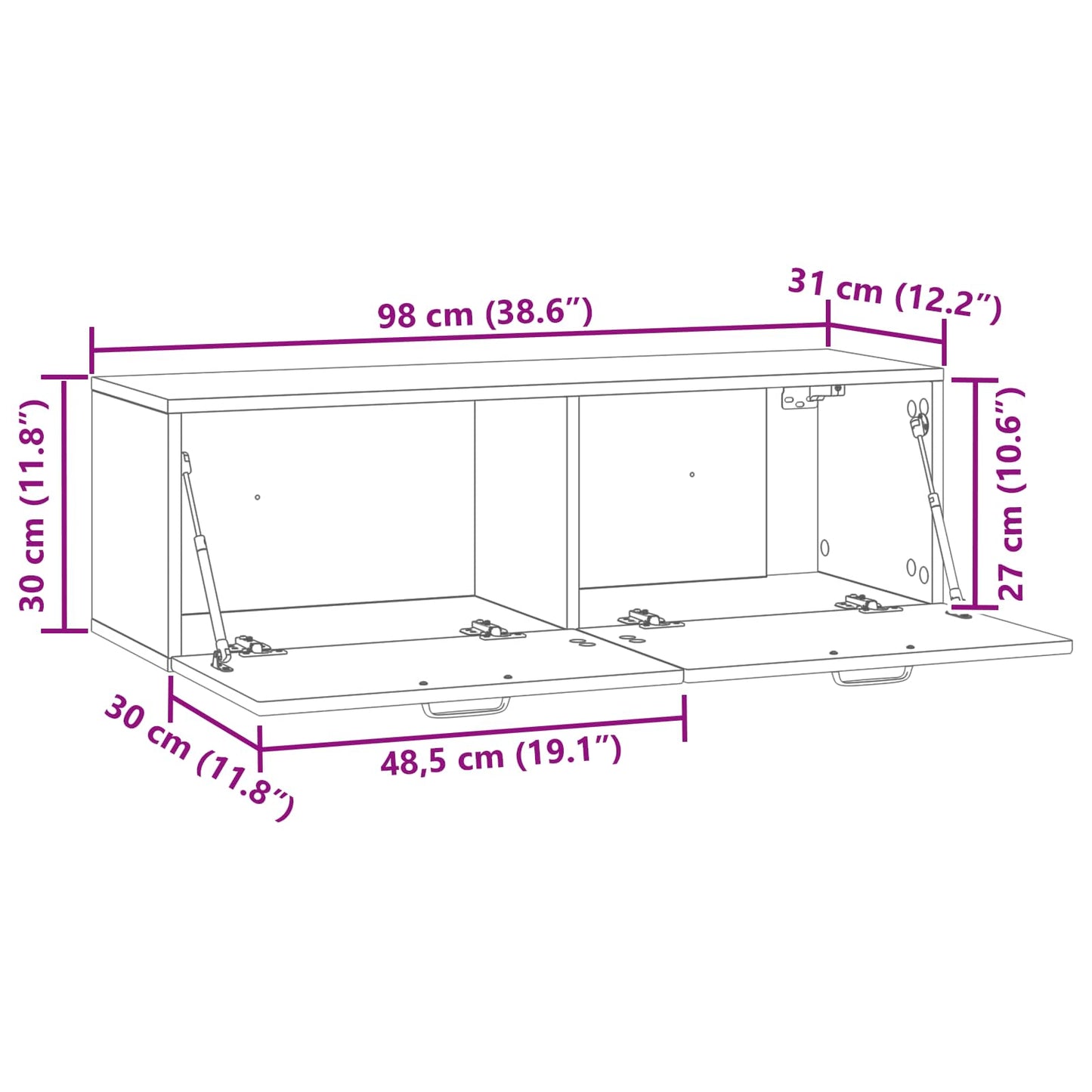 Wall-Mounted TV Cabinet Wall-mounted Old Wood 98 x 31 x 30 cm