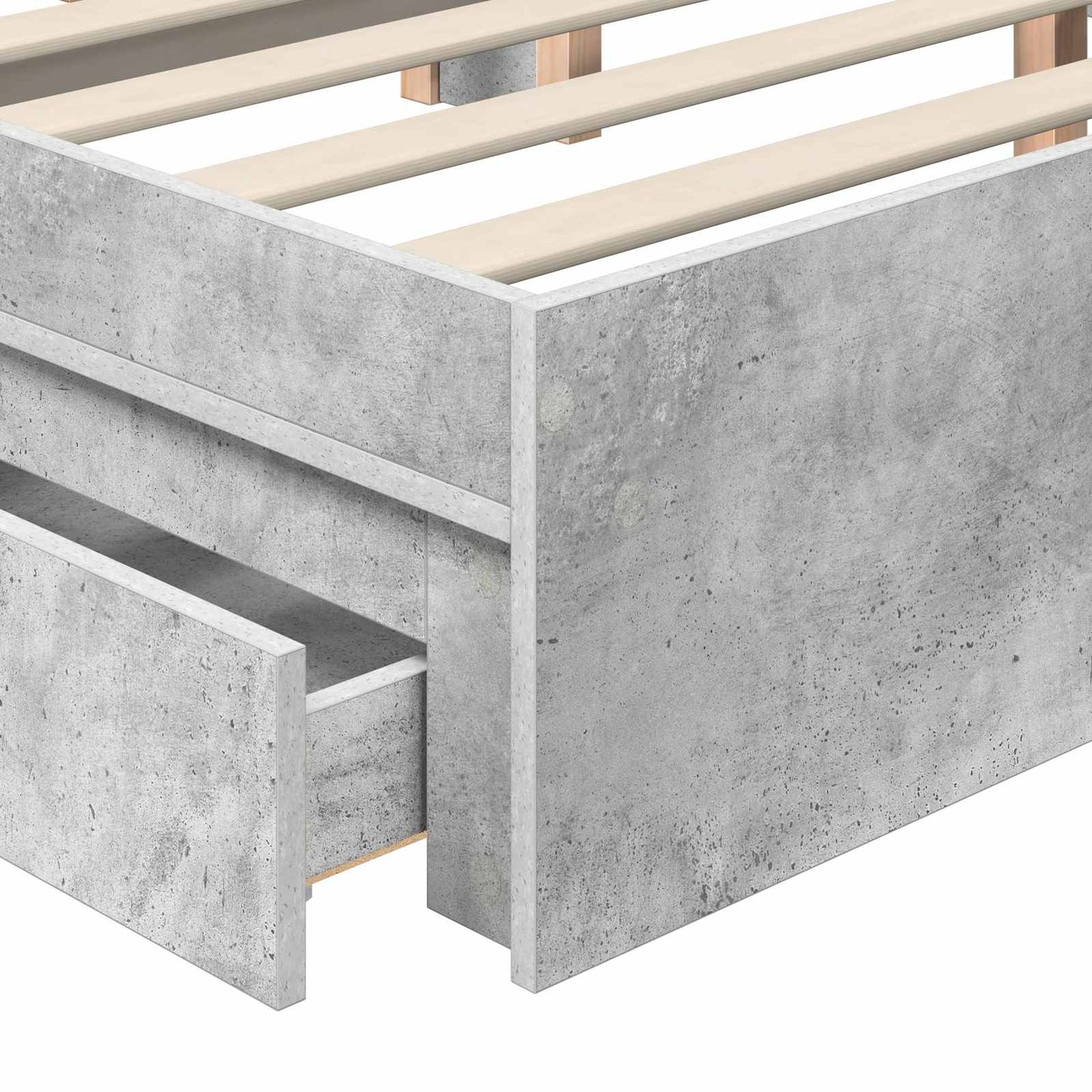 Storage Bed Concrete Grey 200 x 200 cm Engineered Wood
