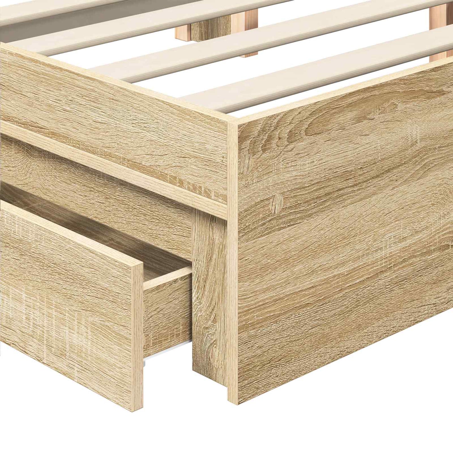 Storage Bed with Drawer Sonoma Oak 140 x 190 cm Engineered Wood
