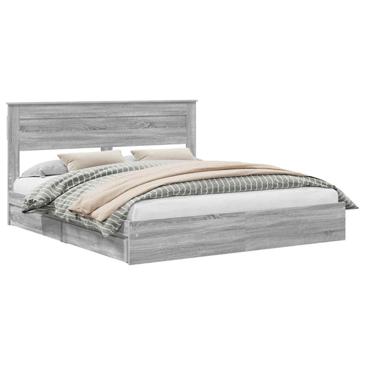 Storage Bed Grey Sonoma 180 x 200 cm Engineered Wood
