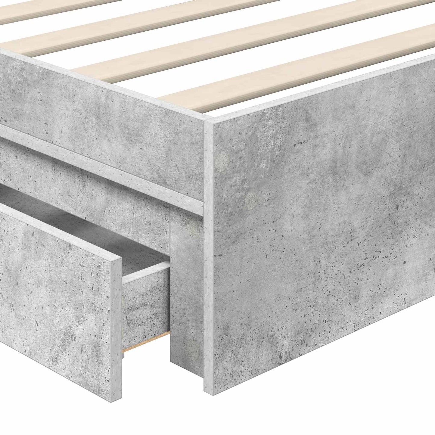 Storage Bed Concrete Grey 90 x 190 cm Engineered Wood