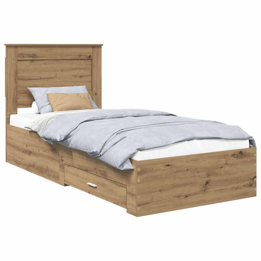 Bed Frame with Drawer Artisan Oak 100 x 200 cm Engineered Wood