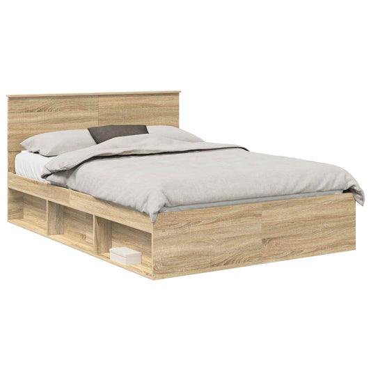 Bed Frame with Headboard Sonoma 140 x 200 cm Solid Pine Wood