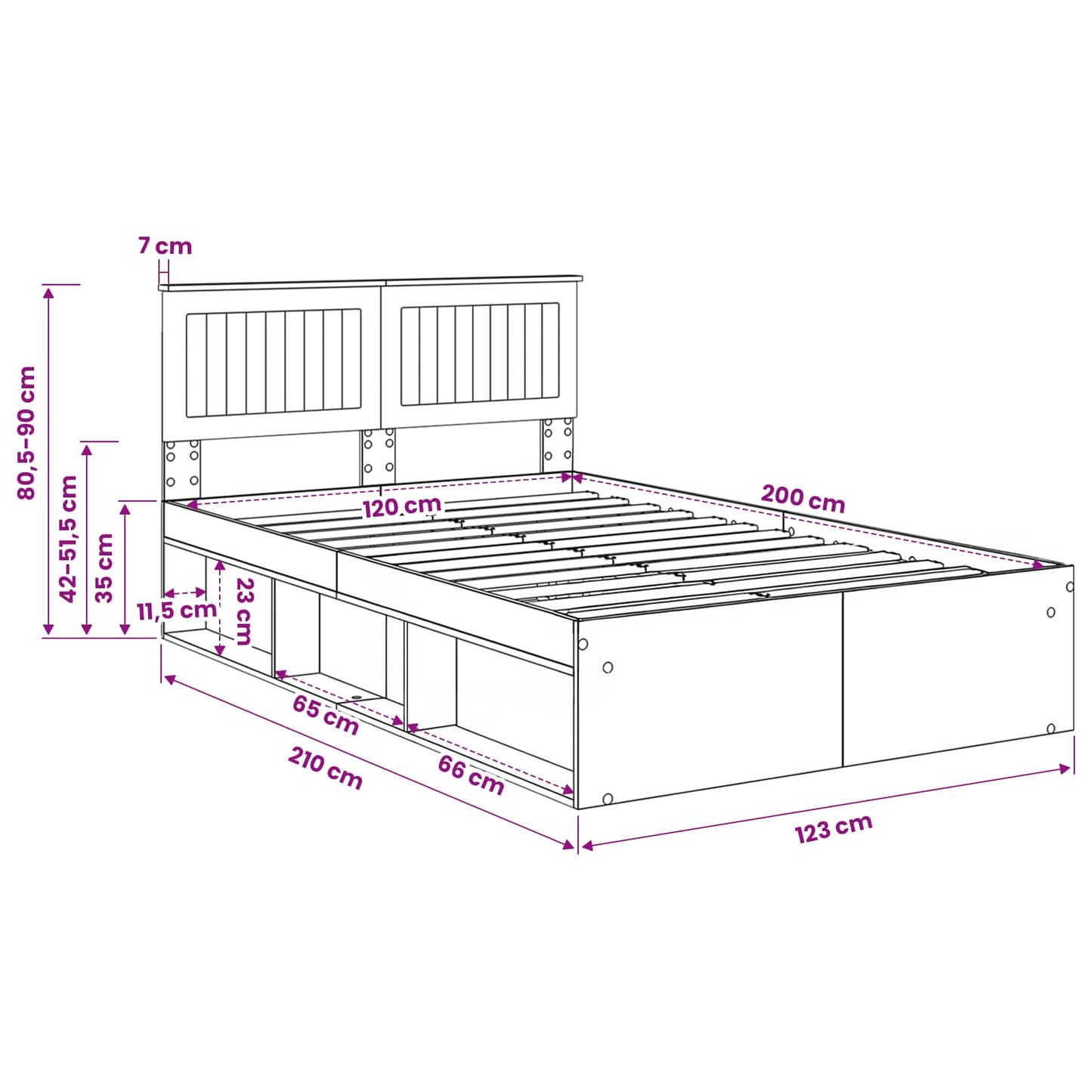 Bed Frame with Headboard Old Wood 120 x 200 cm Solid Pine Wood