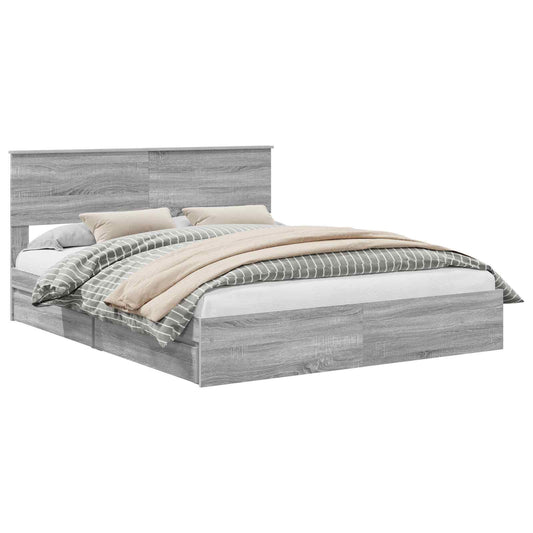 Storage Bed Adjustable Grey Sonoma 160 x 200 cm Engineered Wood