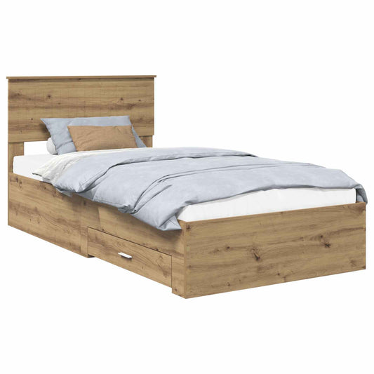 Bed Frame with Drawer Artisan Oak 100 x 200 cm Engineered Wood