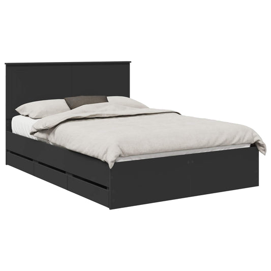 Bed Frame with Drawer Black 140 x 190 cm Engineer Wood
