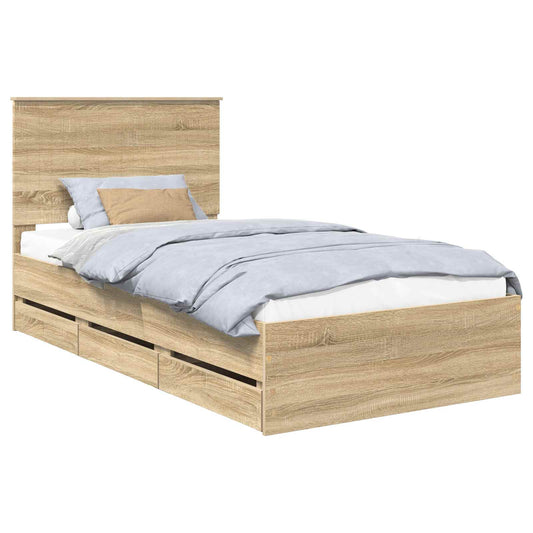 Bed Frame with Drawer Sonoma Oak 100 x 200 cm Engineer Wood