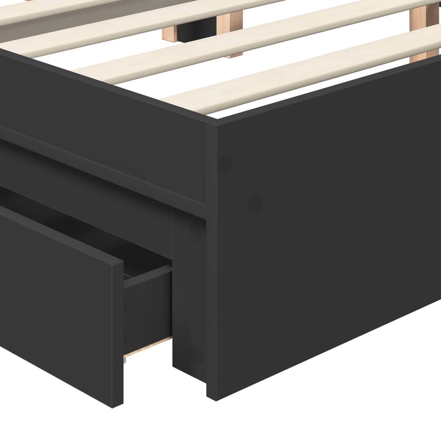 Storage Bed with Drawer Black 200 x 200 cm Engineered Wood
