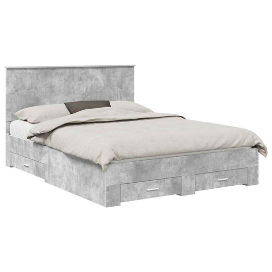 Bed Frame Concrete Grey 150 x 200 cm Engineered Wood