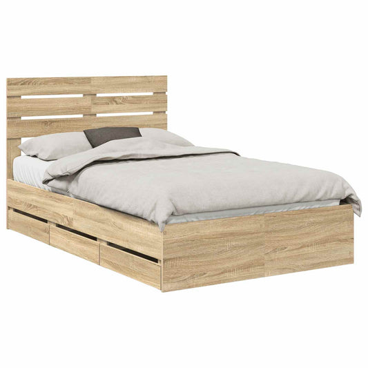 Bed Frame with Drawer Sonoma Oak 120 x 190 cm Engineer Wood