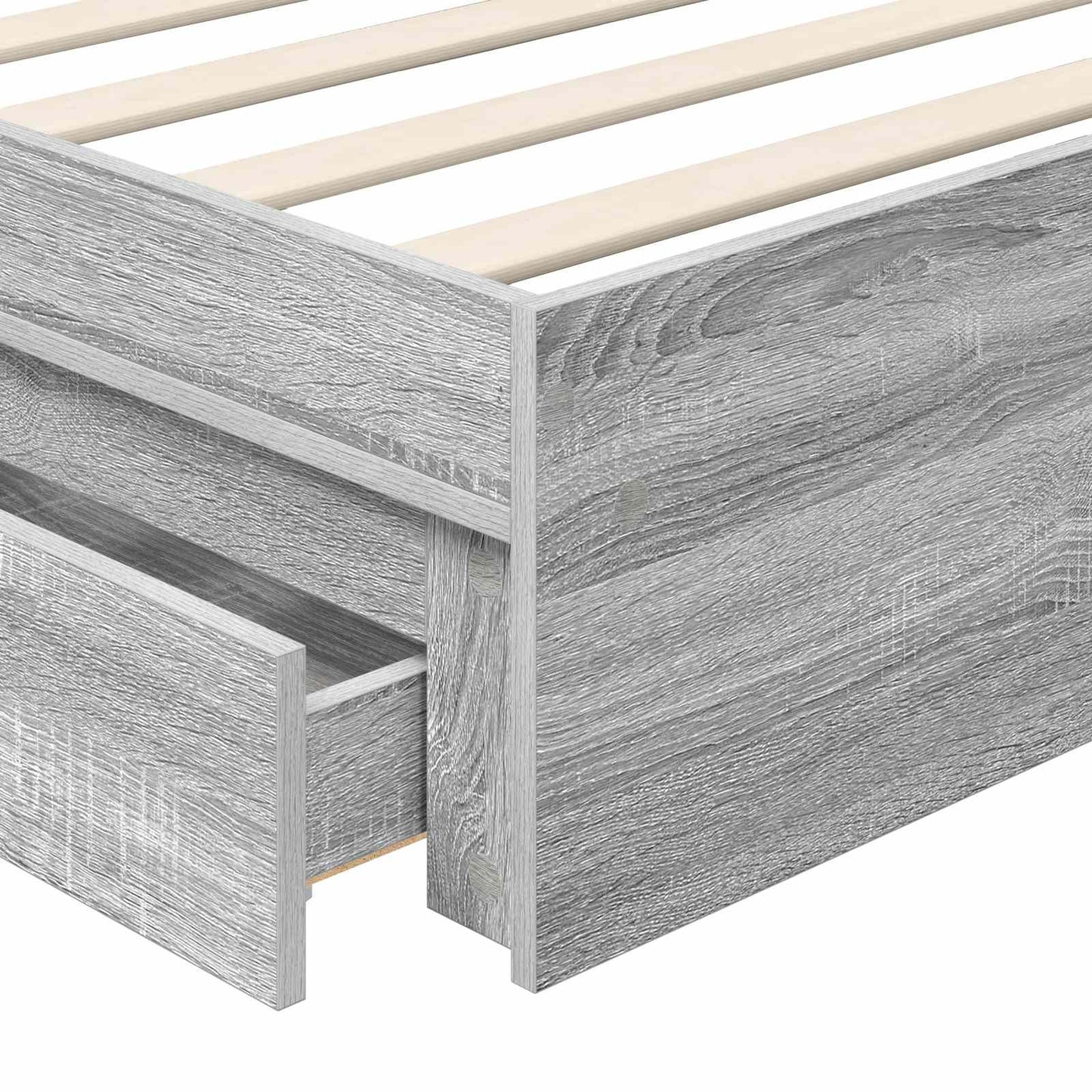 Storage Bed with Drawer Grey Sonoma 90 x 200 cm Engineered Wood