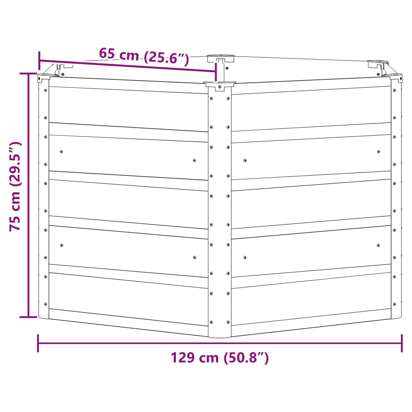 Planter Ivory 129 x 129 x75 cm Steel