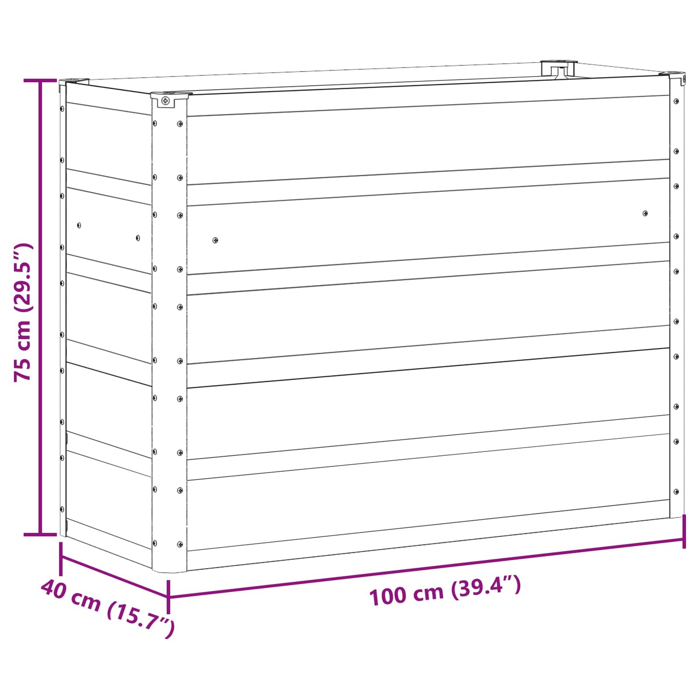 Planter Ivory 100 x 40 x 75 cm Steel
