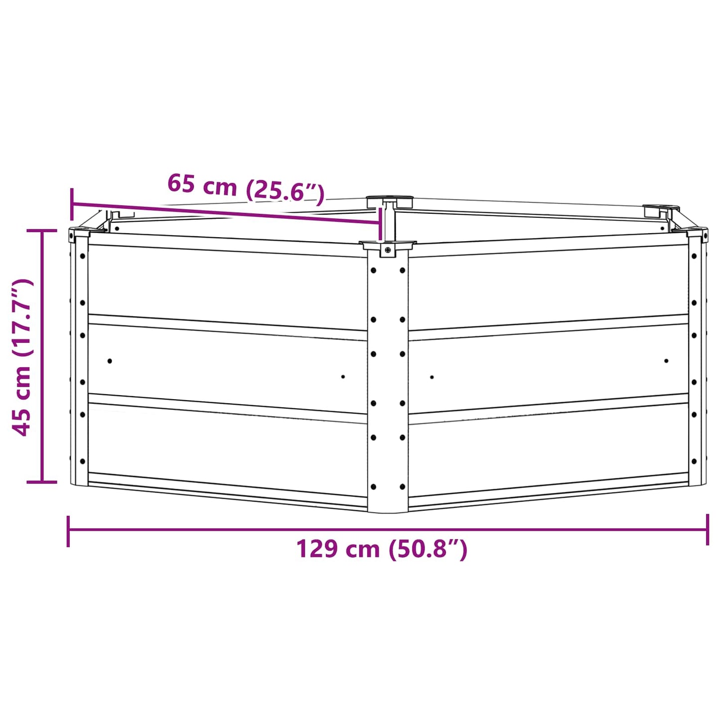 Planter Light Grey 129 x 129 x 45 cm Steel