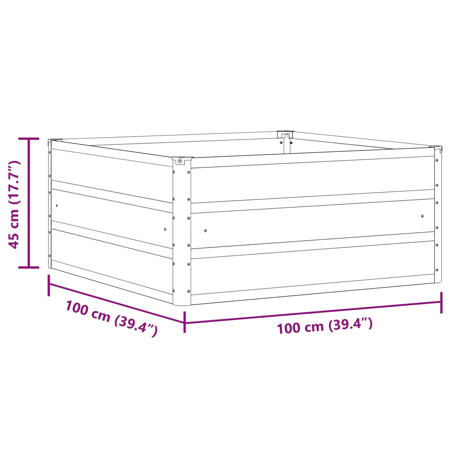 Planter Anthracite 100 x 100 x 45 cm Steel