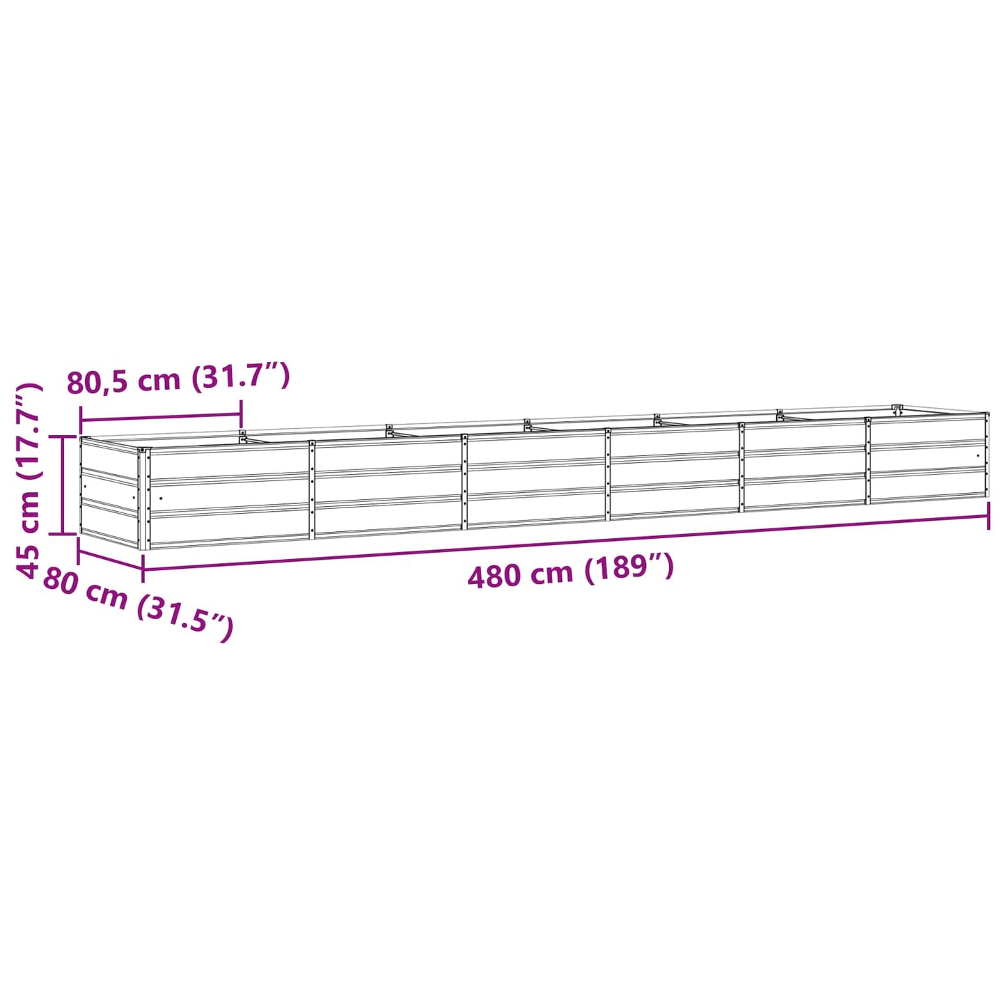 Planter Anthracite 480 x 80 x 45 cm Steel