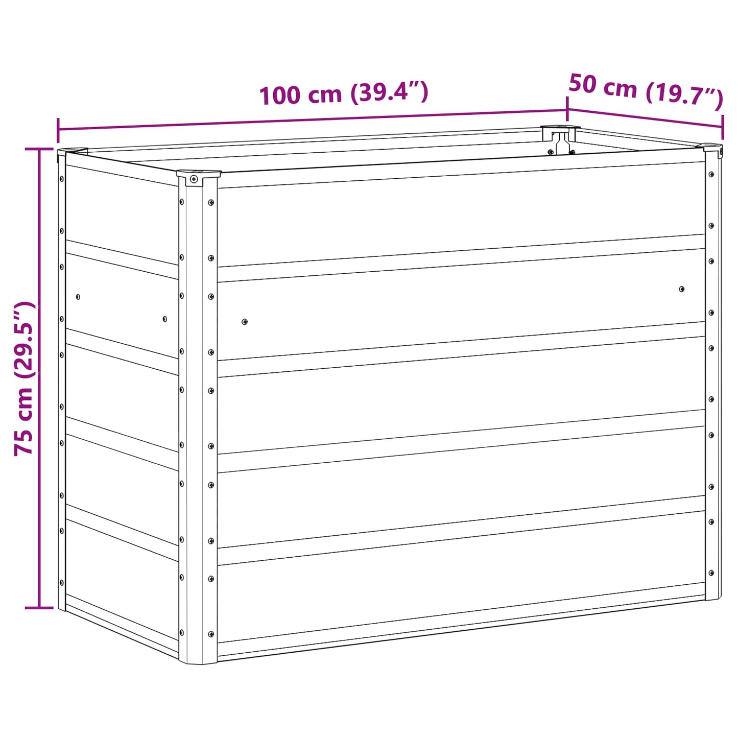 Planter Anthracite 100 x 50 x 75 cm Galvanised Steel