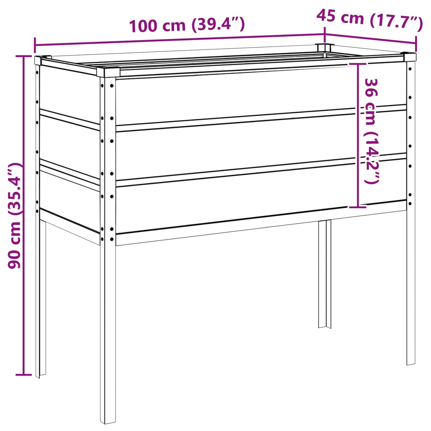 Planter Pastel Green 100 x 45 x 90 cm Galvanised Steel
