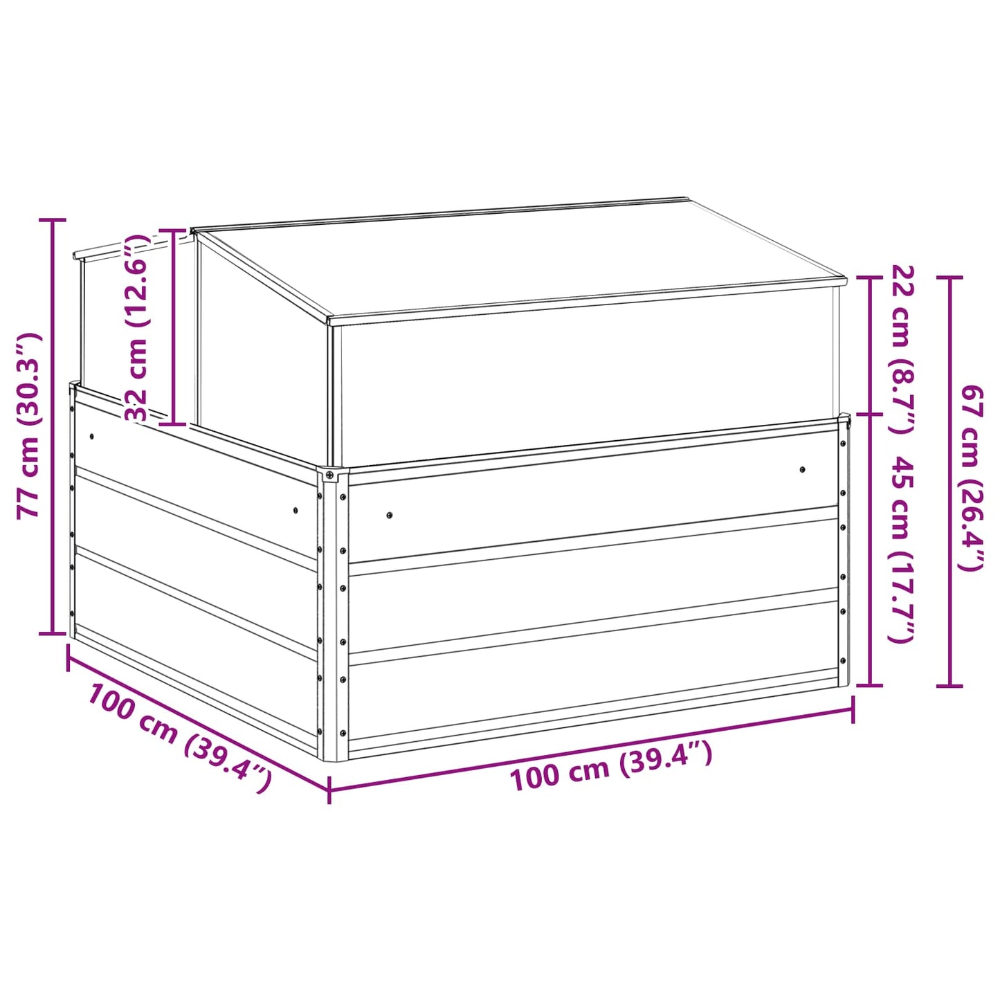 Planter Pastel Green 100 x 100 x 77 cm Galvanised Steel