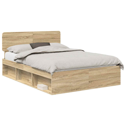 Bed Frame with Headboard Sonoma 140 x 190 cm Solid Pine Wood