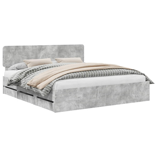 Bed Frame Concrete Grey 200 x 200 cm Engineered Wood