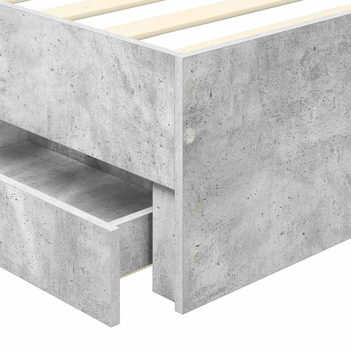 Bed Frame with Drawer Concrete Grey 90 x 190 cm Engineered Wood