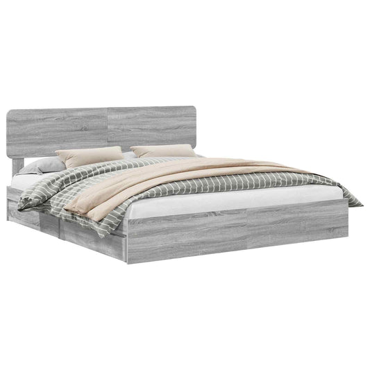 Storage Bed Adjustable Grey Sonoma 200 x 200 cm Engineered Wood