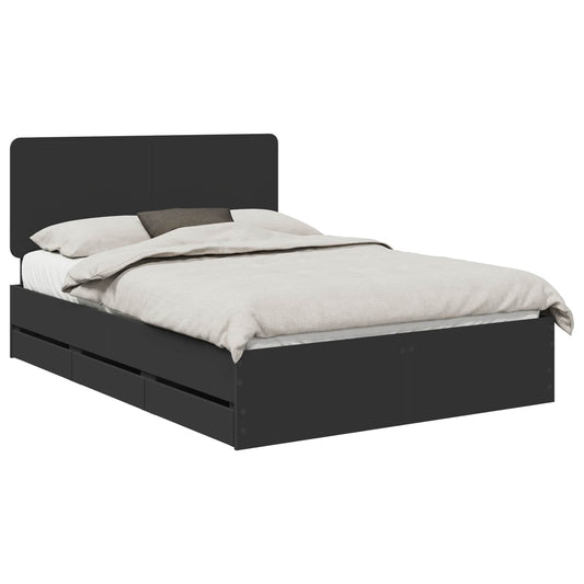 Bed Frame with Drawer Black 140 x 200 cm Engineer Wood