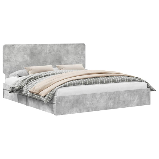 Storage Bed Concrete Grey 200 x 200 cm Engineered Wood