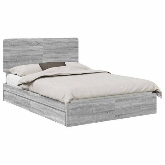 Storage Bed Adjustable Grey Sonoma 160 x 200 cm Engineered Wood