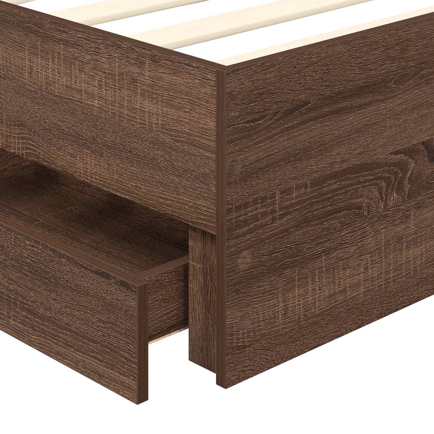 Bed Frame with Drawer Brown Oak 90 x 200 cm Engineer Wood
