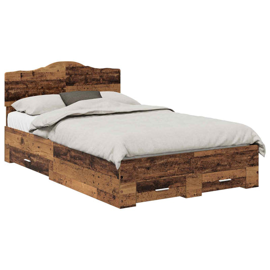 Bed Frame with Drawer Old Wood 120 x 190 cm Engineered Wood